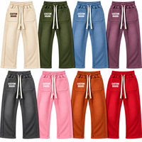 Pantalon de survêtement en molleton personnalisé avec logo pour hommes, vente en gros, coupe large, style streetwear, avec poches plaquées 3D
