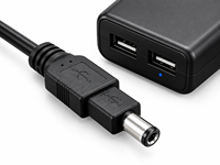 Câble d'alimentation certifié USB-A mâle vers prise DC 5,5x2,1 mm avec conducteur en cuivre étamé, gaine tressée durable, faisceau de câbles de charge