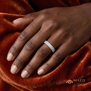 Anillo de Eternidad de Plata de Ley 925 con Moissanita, Anillo de Boda con Diamantes, Joyería Fina para Mujer, EE. UU. - Product Image 4
