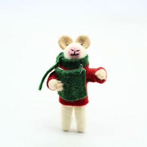 Handmade Needle Felted Mouse Christmas Tree Hanging Ornament <b>Wool</b> Felt Animal Decoration - Product Image 6