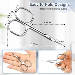 Tijeras para Cutículas de Acero Inoxidable Multiusos de Primera Calidad con Hojas Curvas - Manicura, Arte de Uñas, Cuidado de Cejas y Pestañas para Adolescentes - Product Image 2