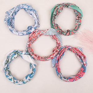 Foulard carré rétro double face en coton multicolore, bandana, bracelet en vrac, accessoire pour cheveux et cou, imprimé floral bohème tendance - Product Image 5