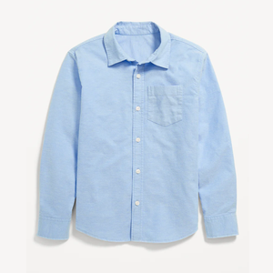 เสื้อนักเรียนแขนยาวผ้าฝ้ายสีฟ้าอ่อนสำหรับเด็ก - Product Image 1