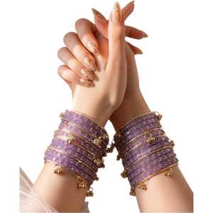 Collection de Churiyan de Mariage Premium pour Femmes, Bracelets Traditionnels Indiens Pakistanais de Style Cachemiri, Plaqué Argent/Or - Product Image 1