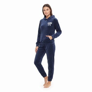 Conjunto de Sudadera con Capucha y Pantalones Deportivos de Terciopelo Personalizado para Mujer, Venta al por Mayor, Corte Regular, Bolsillo Tipo Canguro, Dos Piezas, Ropa de Invierno - Product Image 2