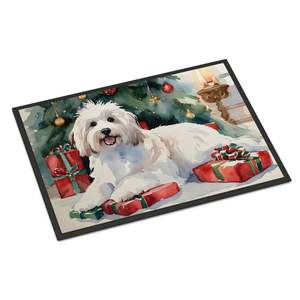 Coton De Tulear confortable paillasson de noël antidérapant intérieur extérieur 24H X 36W tapis à poils bas pour entrée tapis de porte avant lavable - Product Image 1