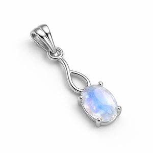Colgante de plata de ley chapado en rodio con piedra lunar de corte ovalado, hecho a mano, minimalista, regalo para ella, joyería de junio. - Product Image 2