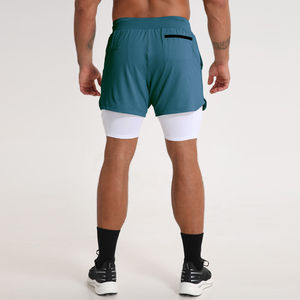 Shorts de sport pour hommes en spandex, double couche, personnalisés, de compression, confortables, pour la gym et l'entraînement, vente en gros - Product Image 3