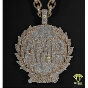 <b>Custom</b> Lab Grown <b>Name</b> Letter Pendant <b>Necklace</b> Hip Hop Cuban Link Chain 18K Gold Plated Luxury Gift Jewelry GIA Certified Unisex - Product Image 5