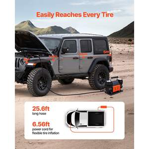 Compresseur d'air portable robuste à double cylindre 10,6 CFM 12V 150 PSI avec manomètre numérique et adaptateurs pour gonflage de pneus tout-terrain - Product Image 4