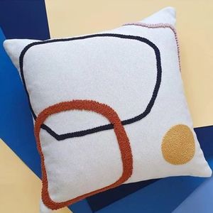 Cojín de Algodón Tejido con Patrón Abstracto, Tela Suave y Transpirable, Almohada Decorativa Elegante para el Área de Estar de un Apartamento Moderno - Product Image 6