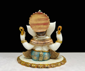 Statue de Ganesha en résine de marbre faite à la main, artisanat traditionnel Nirmala, idole décorative du dieu hindou, décoration pour la maison, le temple ou le bureau - Product Image 4
