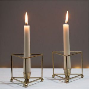 Modern Gold Geometric Taper Candle Holder Metal Triangle Wire Candle Stand for Home Wedding <b>Table</b> <b>Decor</b> Luxury Centerpiece Stand - Product Image 1