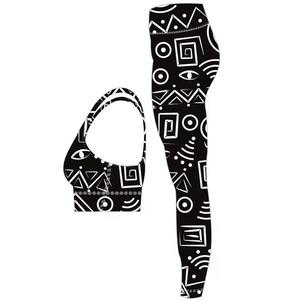Conjunto de Yoga Personalizado al por Mayor para Mujer, 2 Piezas, Sujetador Deportivo, Leggings de Cintura Alta, Ropa Deportiva Estampada para Gimnasio, Traje a Juego para Entrenamiento, OEM - Product Image 3