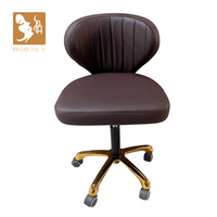 Chaise de bureau pivotante ergonomique moderne et réglable en similicuir PU avec pieds dorés et base en fer pour bureau à domicile, chambre et salon