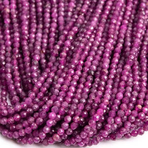 ลูกปัดพลอยทับทิมแท้สีม่วงแดงทรงกลมเหลี่ยมเพชรพลอยสำหรับทำเครื่องประดับสร้อยข้อมือสร้อยคอ - Product Image 3