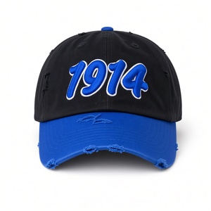 หมวกเบสบอลปักลาย Phi Beta Sigma สีดำ-น้ำเงินรอยัล ปี 1914 รุ่น D9 คอลเลคชั่น ขอบหมวกแบบดิสเทรส ปรับขนาดได้ สไตล์ลำลอง หมวกแก๊ปทรงสปอร์ต - Product Image 3