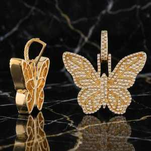 จี้เงินแท้ทรงฮิปฮอป ประดับเพชร VVS คุณภาพสูง ผ่านการทดสอบด้วยเครื่องตรวจสอบเพชร รูปทรงบาแกตต์ พร้อมจี้รูปผีเสื้อ สะดวกสบายด้วยเพชร VVS ทรงบาแกตต์ - Product Image 4