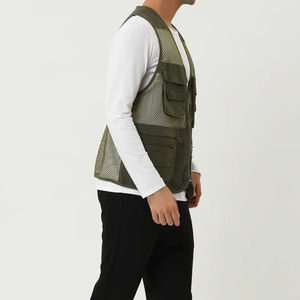 Chaleco Táctico de Malla Verde Oliva para Hombre con Múltiples Bolsillos, Cierre de Cremallera, Transpirable, para Actividades al Aire Libre, Verano - Product Image 4