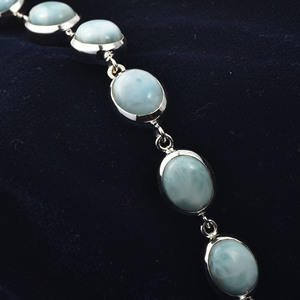 Pulsera de tenis de plata, regalo de compromiso, pulseras de plata de ley 925 maciza con gema de larimar, pulseras de plata fina hechas a mano, India - Product Image 2