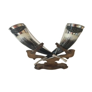 High Demand Image Add to Compare Share Standard Viking Horn Wooden <b>Stand</b> for <b>Drinking</b> Beer Coffee Water for Home Hotel Party - Product Image 1