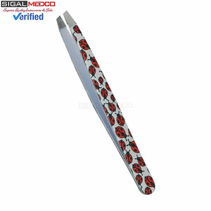 SIGAL MEDCO Best Quality Professional Stainless Steel Eyebrow Tweezers Slanted Tip Private Label Bulk Quantity - Product Image 2
