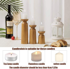 Porte-bougie en bois rustique pour décoration de table, support à bougie en bois artisanal de qualité supérieure, porte-bougie en bois naturel pour table à manger - Product Image 5