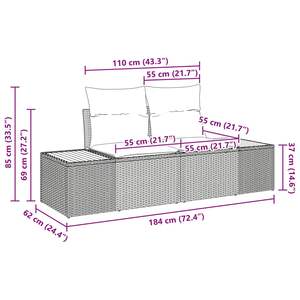 Canapé de jardin en polyrotin noir 184 x 62 x 85 cm - Product Image 4