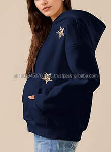 Sweat-shirts à capuche surdimensionnés pour femmes avec motif léopard et étoiles, broderie guépard, style Y2K streetwear, avec poche - Product Image 3