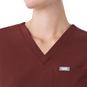 Women Green V-Neck Scrub Set Cotton Polyester Canvas Woven Hospital Uniforms Pants Pockets Needle Detection GLOWING NEON - Product Image 4
