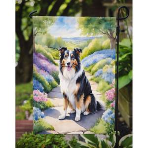 Drapeau multicolore Collie Spring Path Garden Banner Artistic Yard Banner for Patio & Flower Beds Drapeau décoratif pour boîte aux lettres - Product Image 3