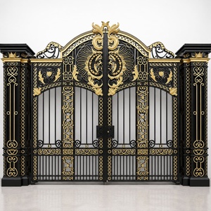 Portail double battant en fer forgé de style victorien ; thermolaqué pour une résistance à la rouille et une grande durabilité ; adapté à une utilisation en extérieur - Product Image 1