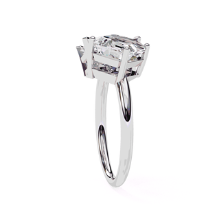 แหวนเพชร E Color Lab grown Diamond Toi Et Moi สำหรับผู้ชายและผู้หญิง ทรง Radiant Emerald Cut ทองคำแท้ 18K แบบสี่ขา ตัวเรือนแบบ Bypass Jewelry Band - Product Image 4