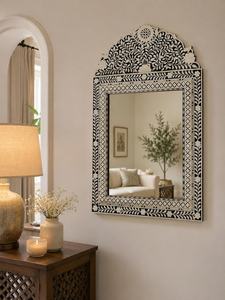 Floral Inlay Large Elegant Bohemian Handmade Eco-Friendly <b>Lightweight</b> Wall <b>Mirror</b> Floral Pattern for Bathroom Use Living Room - Product Image 6