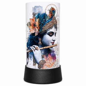 Lord Krishna LED Table <b>Lamp</b> Peacock Feather Flute Spiritual Night Light Decorative Home Temple Bedroom Gift Acrylic <b>Lamp</b> 9.5 - Product Image 1