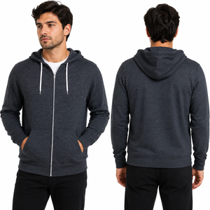 Sudadera con capucha y cremallera completa personalizada para hombre, de algodón polar color gris carbón, lisa, en blanco, al por mayor, OEM, para uso deportivo y de gimnasio. - Product Image 2