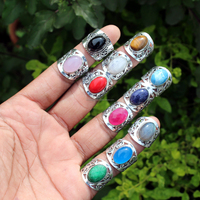 Bagues artisanales délicates pour femmes en laiton plaqué argent, avec cristaux et pierres précieuses assorties, serties en clos multi-formes, bijoux fantaisie