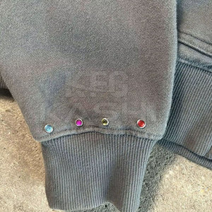 Sweat à capuche décontracté en molleton 100 % coton avec strass, écologique, idéal pour un style quotidien et la mode urbaine - Product Image 6