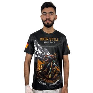 Venta al por mayor de alta calidad de sublimación Biker camisetas en blanco logotipo personalizado sublimación hombres Biker 100% poliéster hombres camisetas - Product Image 1