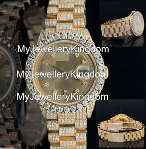 Montre en acier inoxydable entièrement sertie de diamants Moissanite VVS, mouvement à quartz, best-seller - Product Image 1