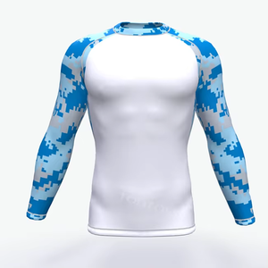 Rashguard de sport imprimé par transfert thermique, respirant, 220g polyester/spandex, personnalisable avec logo frontal, pour hommes adultes, manches longues - Product Image 4