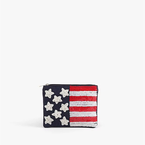 American Flag Beaded Mini Coin <b>Purse</b> Classic Patriotic Design evening bags - Product Image 1