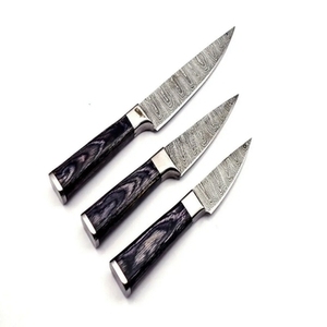 Ensemble de couteaux de chef durables en acier au carbone de haute qualité, faits à la main, cinq pièces, manches en bois Pakka - Product Image 3