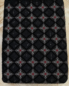 Velvet Embroidery Fabric Embroidered Silk Fabric Beaded Lace Fabric Luxury Fabric for Boutique Brands Apparel Sourcing Wholesale - Product Image 5