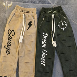 Ensemble deux pièces pour homme, imprimé personnalisé, à capuche, décontracté, automne, vintage, pantalon évasé, cordon de serrage, en coton thermique respirant, pour l'entraînement - Product Image 1