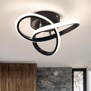 Plafoniera LED Moderna 4500K Luce Bianca Diurna Nera Semi-Incasso per Corridoio, Camera da Letto, Bagno e Cucina - Product Image 1