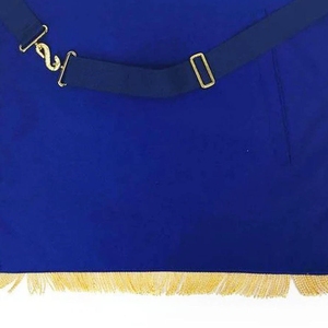 Delantal de satén de color sólido 3D con bordado de estilo clásico, estampado con lámina dorada y logotipo personalizado, con ribete azul burdeos para manualidades. - Product Image 6