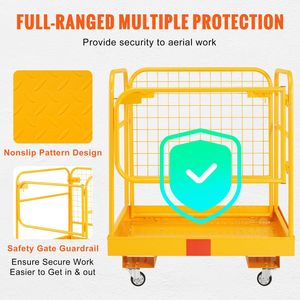 Nueva Jaula de Seguridad para Montacargas con Capacidad de Carga de 1200 Libras, Plataforma Plegable de 36 x 36 Pulgadas, Ruedas Giratorias con Bloqueo y Drenaje - Product Image 3