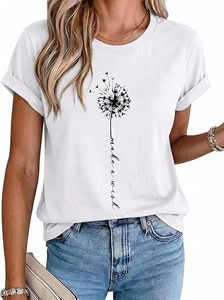 T-shirt pour femme 100% coton blanc, imprimé devant, manches courtes, col rond, décontracté, 180g, anti-plis, style printemps-été - Product Image 2