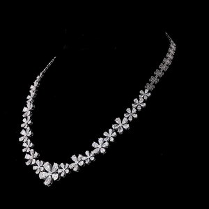 Parure de bijoux de luxe en diamant de laboratoire taille poire, plaqué or blanc 14 carats, motif floral, élégante, pour mariée, cadeau de mariage - Product Image 3
